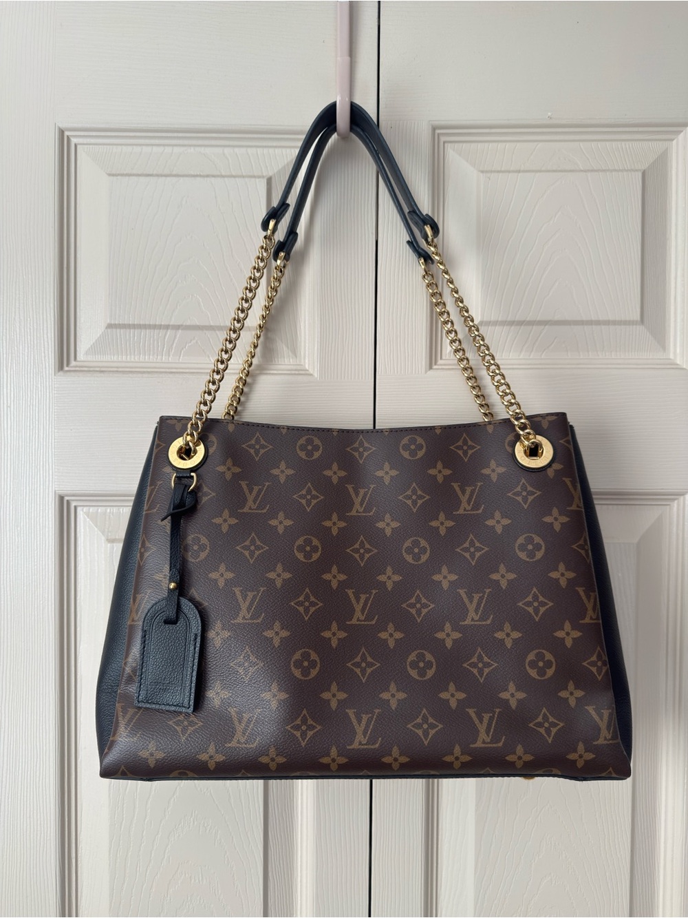 Louis Vuitton Brown Monogram SURENE Shoulder Bag with Gold Chain Straps